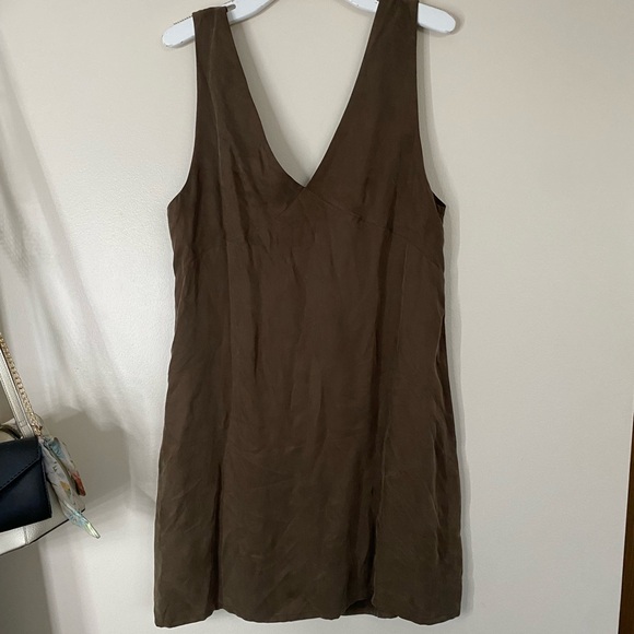 Afends Grace Cupro  V-neck Mini Summer Dress Coffee sleeveless size XL - Picture 12 of 15